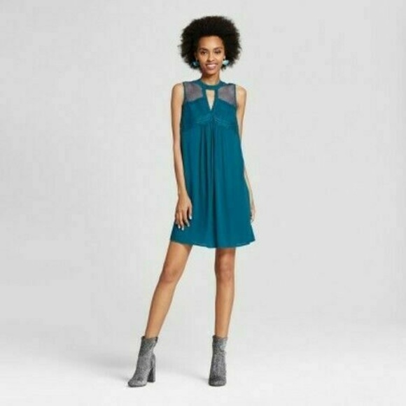 Xhilaration | Dresses | Xhilaration Boho Cutout Shift Dress Lace Sleeveless  Deep Teal Juniors 6 | Poshmark